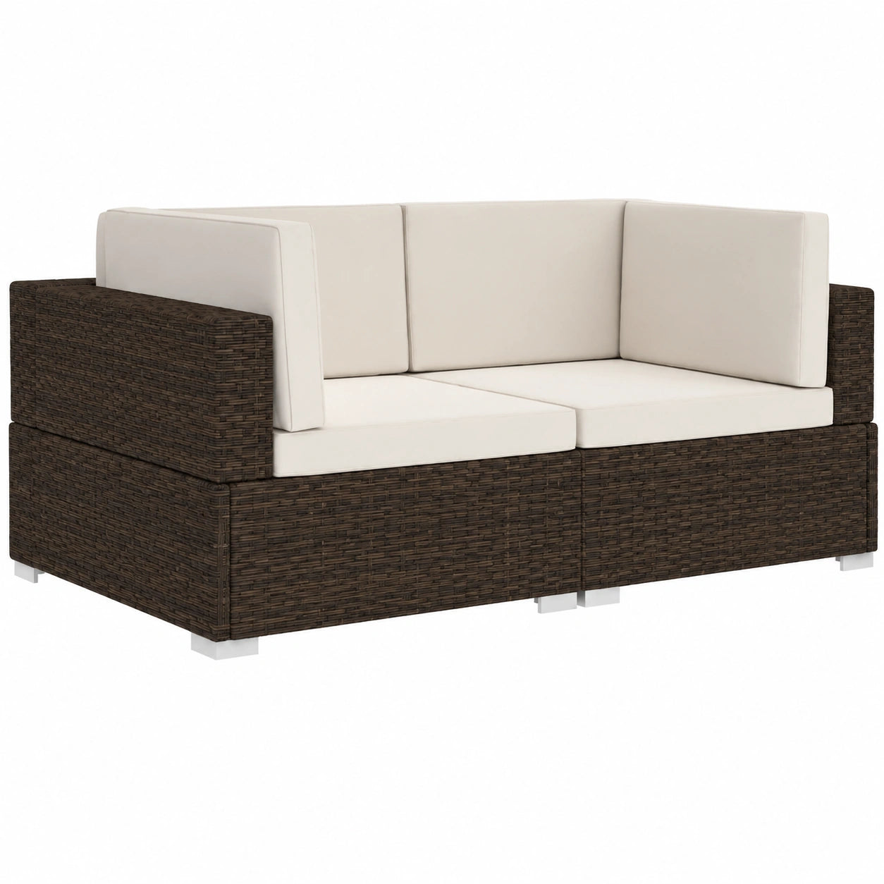 Modulare Garten-Ecksofa aus Polyrattan, Braun, 2-teilig