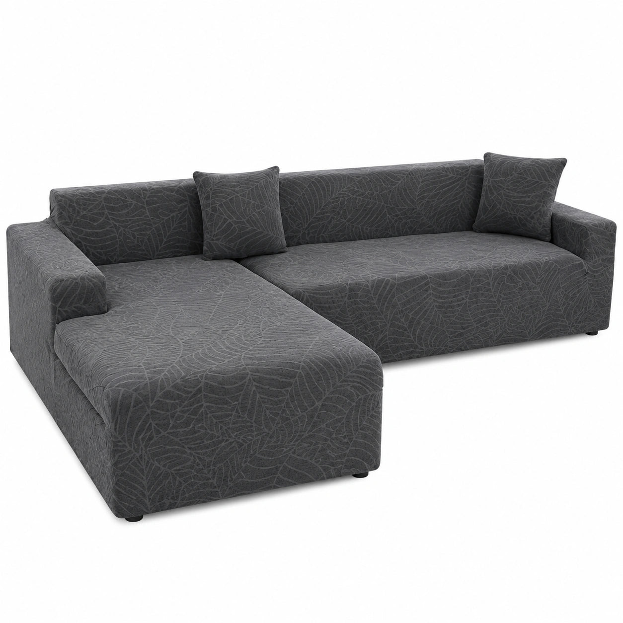Elastische Sofahusse 2-Sitzer Dunkelgrau für Ecksofas