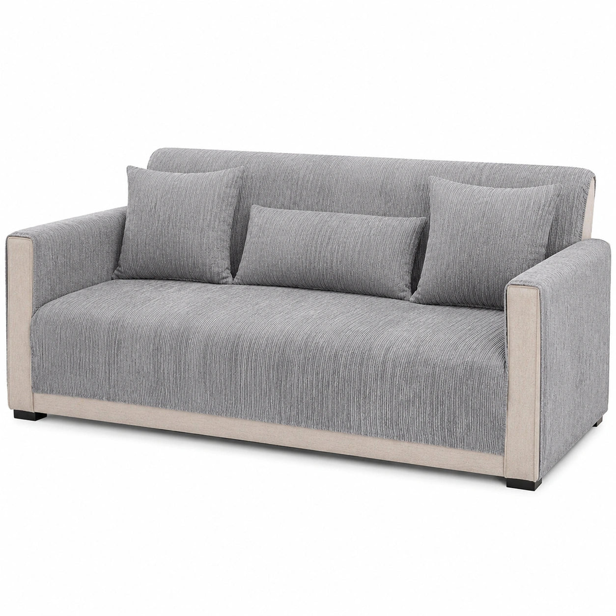 Rutschfester Chenille-Sofabezug für Ecksofas, Kratzfest und Waschbar, Ideal für Haustiere, Grau, 70x120cm