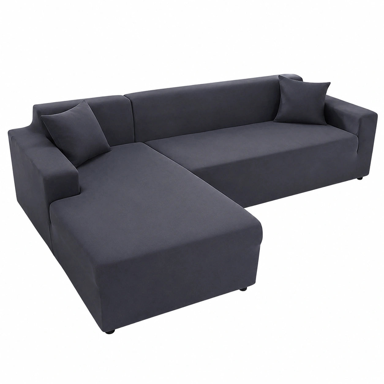 Elastischer Sofabezug für 1/2/3/4-Sitzer, Universaler Couchschoner, Dunkelgrau, Ecksofa L-Form