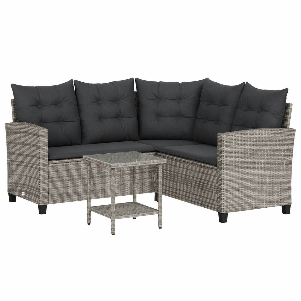 Kompakte Rattan-Ecklounge für Balkon und Terrasse