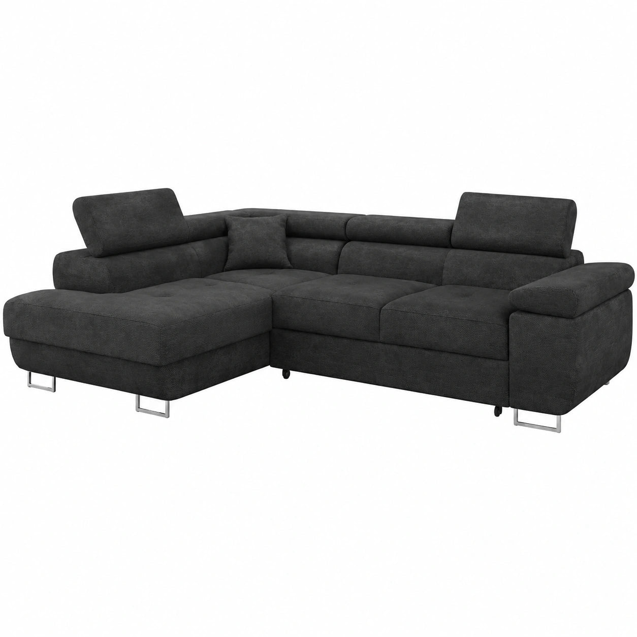 Ecksofa Torezio mit Schlaffunktion und Stauraum, Verstellbare Kopfstützen, Linksseitig, Polstersofa für Wohnzimmer