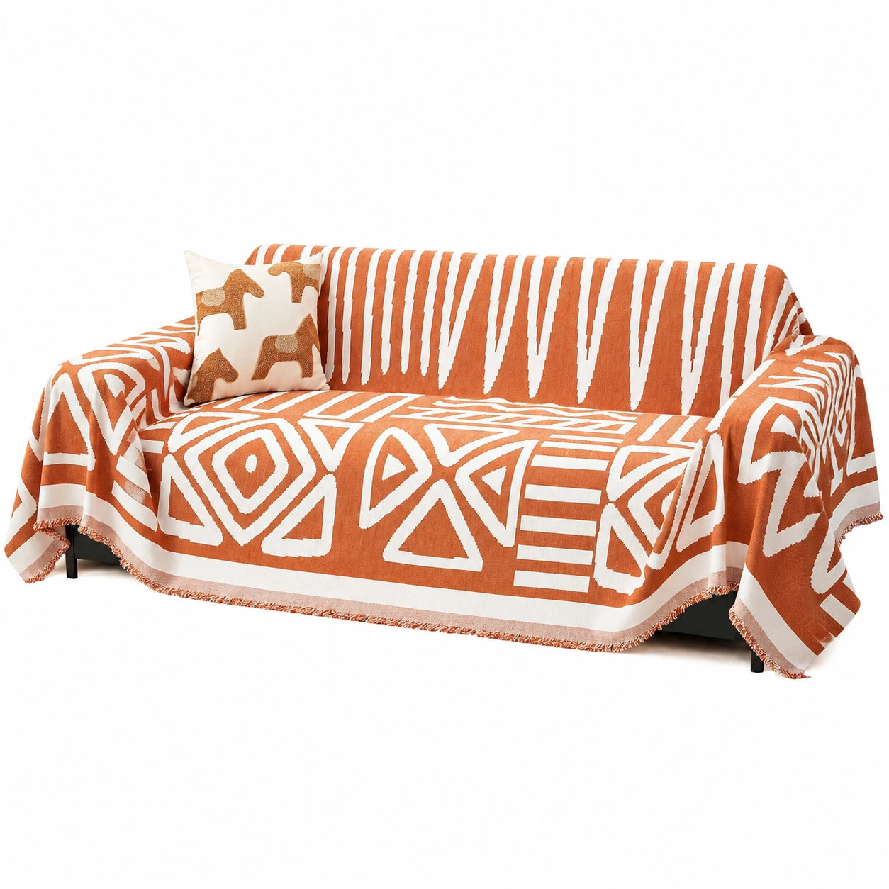 SHANNA Chenille Sofabezug mit Quaste, Vielseitige Auswahl für 1-4 Sitzer, Ideal für L-Form und Ecksofas