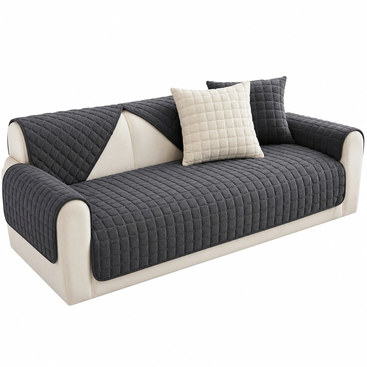 MYSKY HOME Sofabezug Kratzschutz für Haustiere, Weicher Couchüberwurf, L-Form, 88 x 180 cm, Dunkelgrau