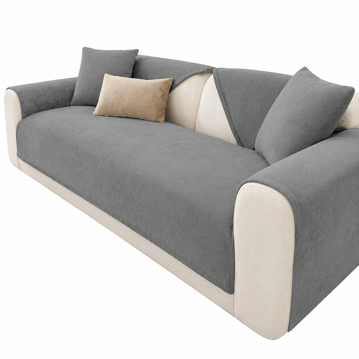 Rutschfester Sofabezug 90x180cm, Weicher Schonbezug für 1-4-Sitzer Ecksofa, U- oder L-Form, Wintertauglich, Hellgrau