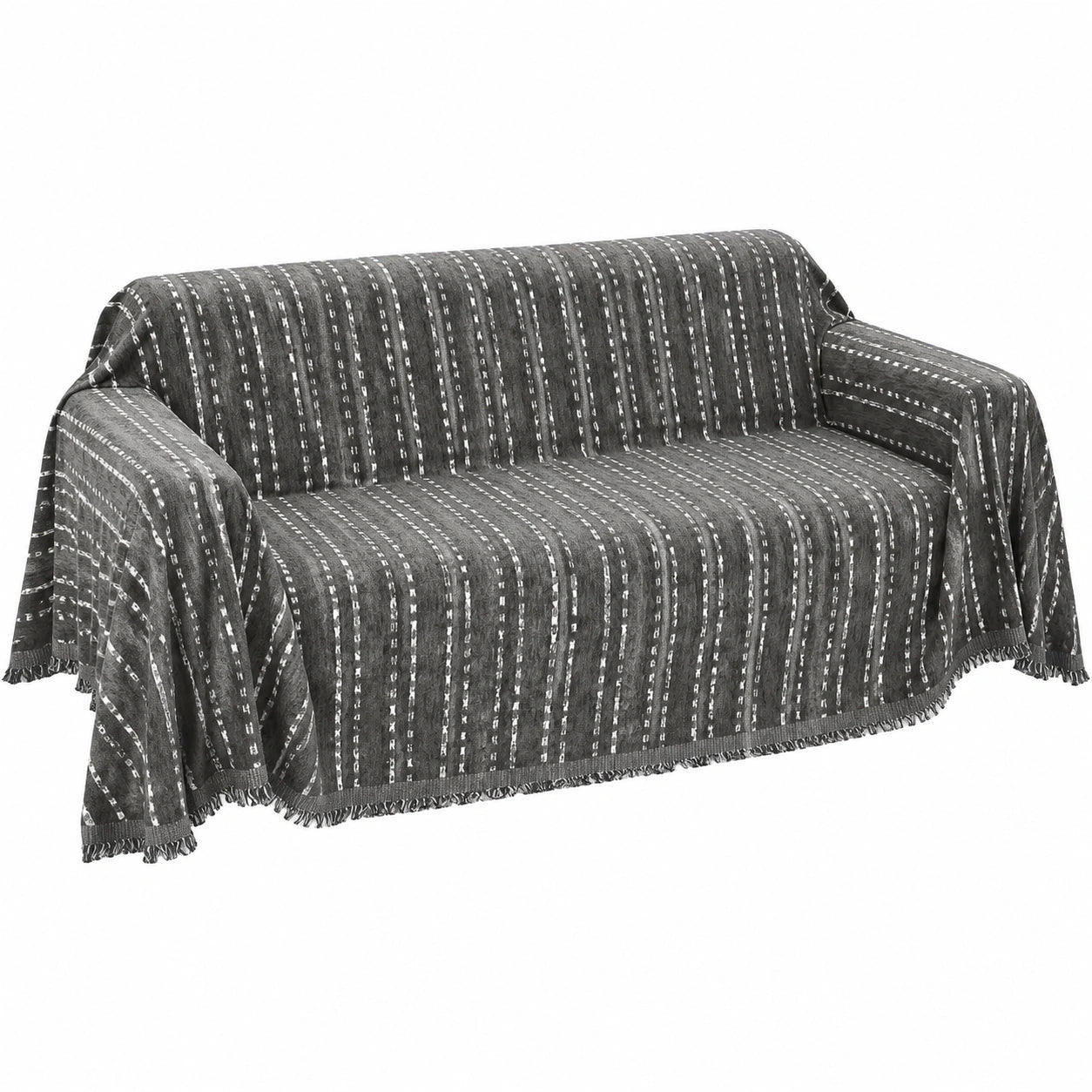 Dunkelgrauer Chenille Sofabezug 180x300cm - Schützt 2/3-Sitzer Sofas, Ecksofas U/L-Form und Sessel