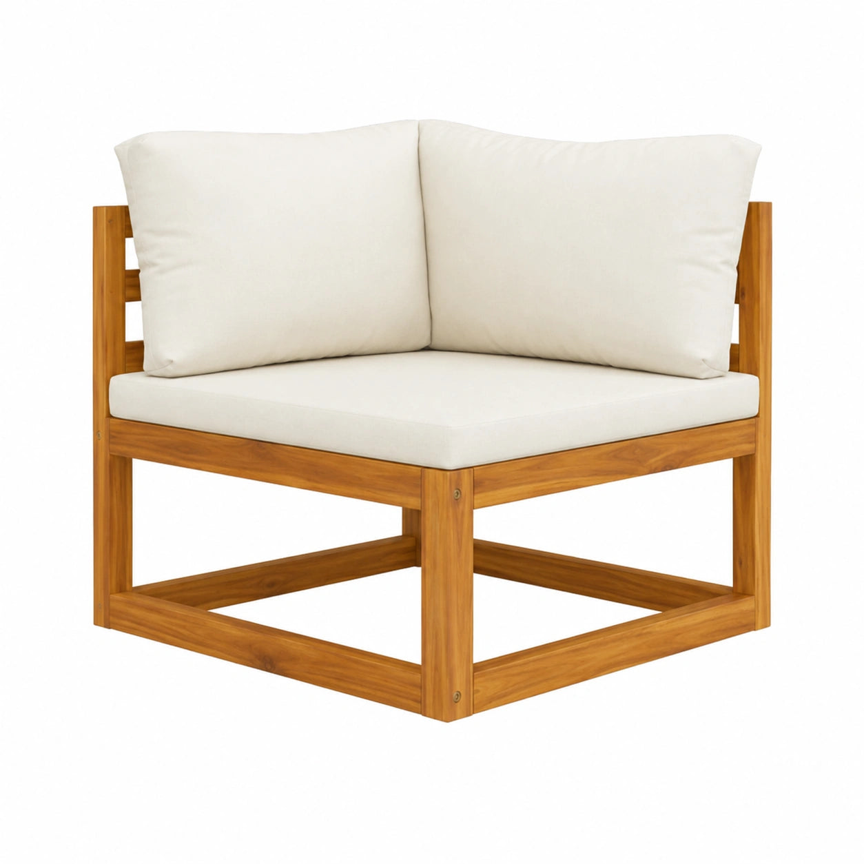 Modernes Gartensofa Set aus Akazienholz mit Kissen, 2-teilig, cremeweiß