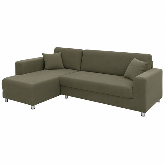 Wasserfester Sofabezug für Ecksofa, elastisch und maschinenwaschbar, Armeegrün, 1-Sitzer 90-140cm, 2 Stück Set