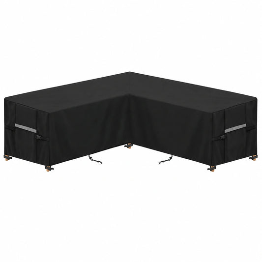 Wasserdichte V-förmige Abdeckung für Gartenmöbel-Sofa, UV-beständig, 420D Oxford, 315x315x99x80/60 cm