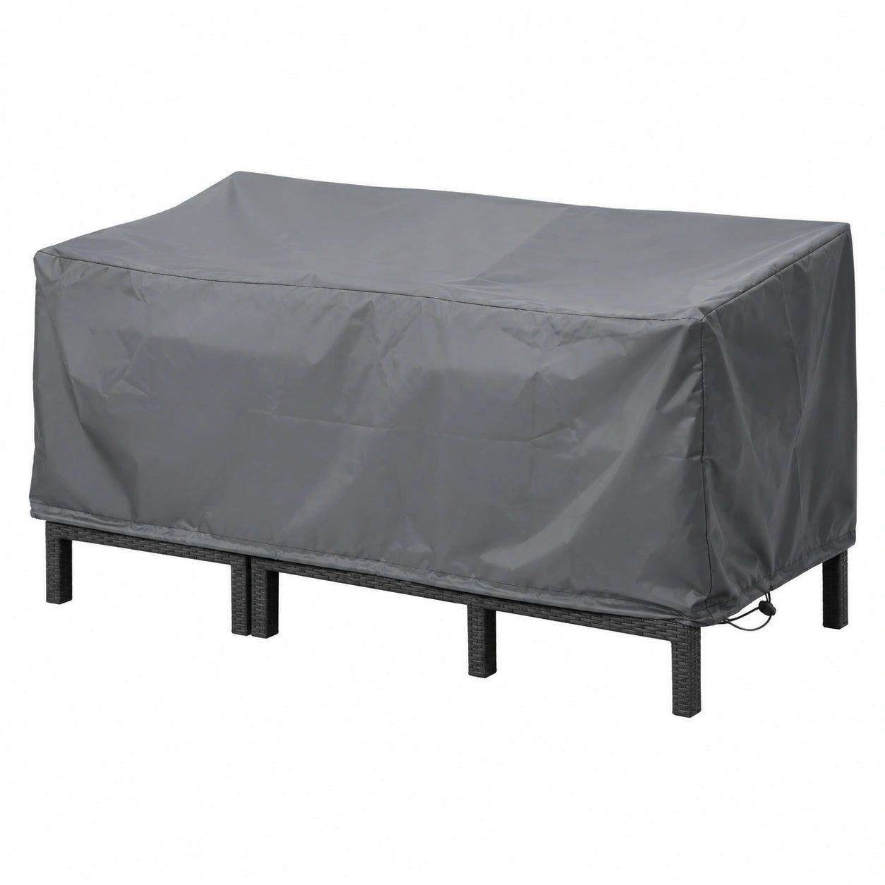Wasserdichte Abdeckung für Gartenmöbel, 197x122x62 cm – Schutzhaube für Rattan-Sofagarnitur mit Kordelzug – UV- & Schmutzschutz, Schwarz