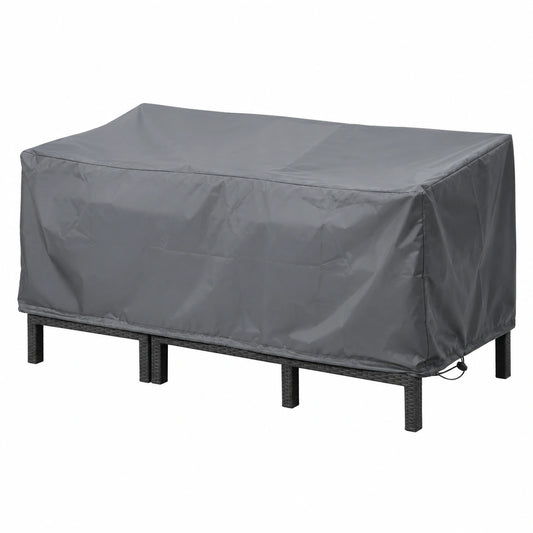 Wasserdichte Abdeckung für Gartenmöbel, 197x122x62 cm – Schutzhaube für Rattan-Sofagarnitur mit Kordelzug – UV- & Schmutzschutz, Schwarz
