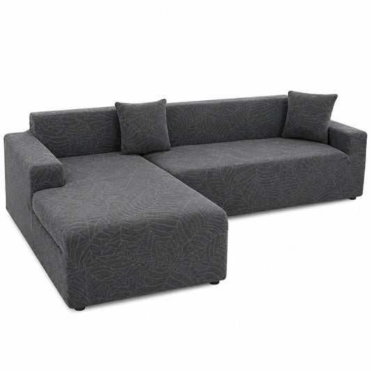 Elastische Sofahusse 2-Sitzer Dunkelgrau für Ecksofas