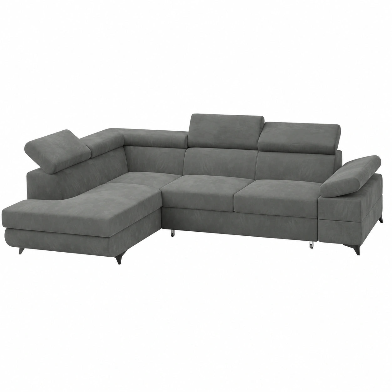 Ecksofa mit Schlaffunktion und Bettkasten, L-Form, Grau Monolith 85