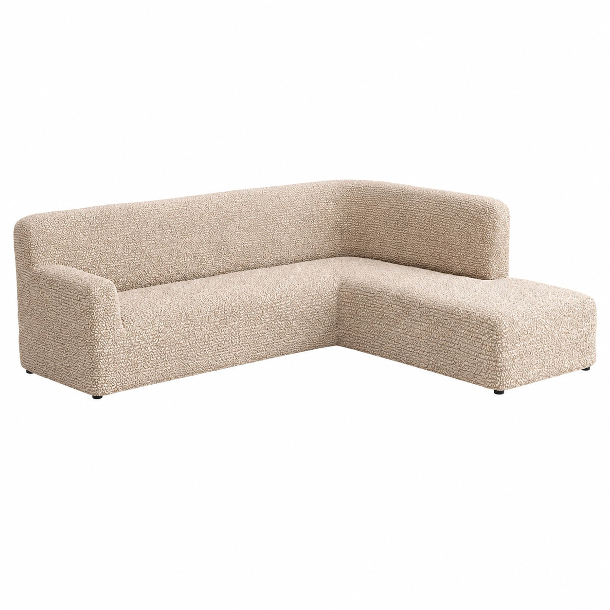 PAULATO - Bi-elastische Ecksofa-Husse mit rechter Halbinsel, mikrofaser, kratzfest, maschinenwaschbar, italienisches Design - Taupe