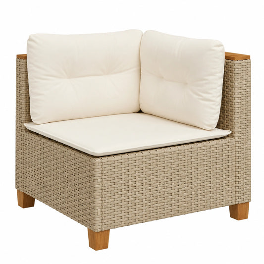 Modulares Garten Ecksofa Set aus Poly Rattan mit Kissen, Beige