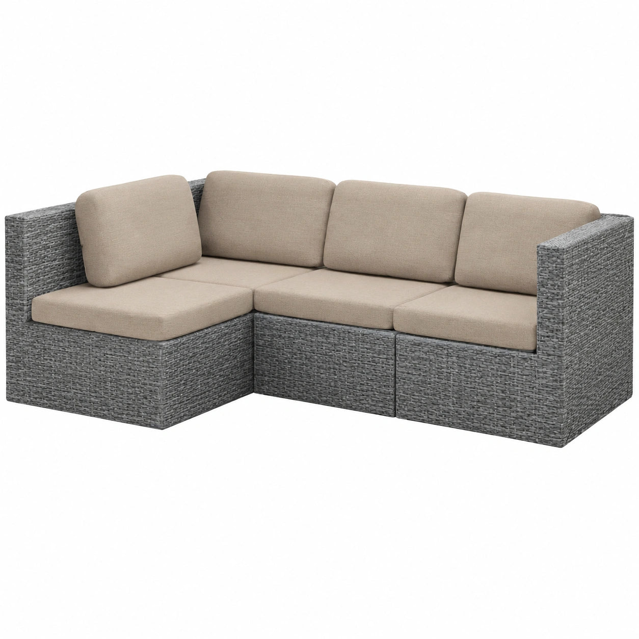 8er Set Wasserfeste Rattan-Sitzkissenbezüge für Outdoor-Sofa, Gartensofa-Eckschonbezüge in Khaki