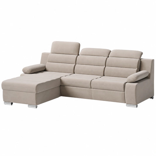 Moderne Ecksofa mit Schlaffunktion und Relaxfunktion, Beige, Rechts