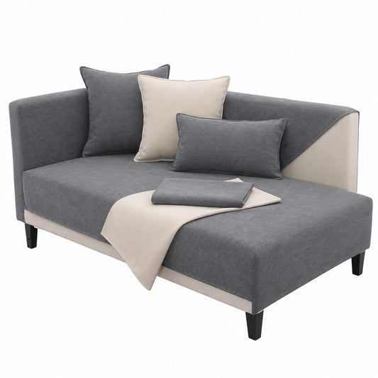 Rutschfeste Sofahusse für Ecksofas, 2-4 Sitzer, Weicher Sofabezug in Grau, 70x120 cm