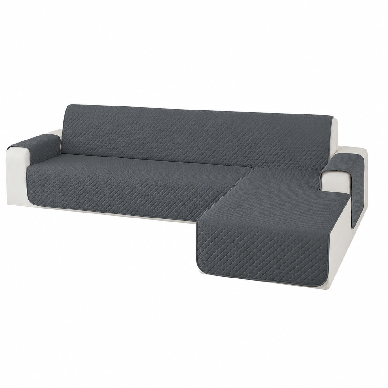Wasserdichter Ecksofa-Bezug 2-Sitzer L-Form, Rutschfest und Waschbar in Dunkelgrau