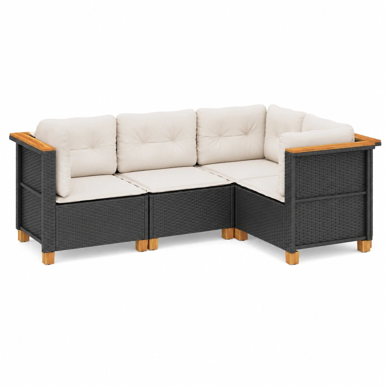 Outdoor Lounge Set aus Rattan, Schwarz, Balkon- und Terrassenmöbel