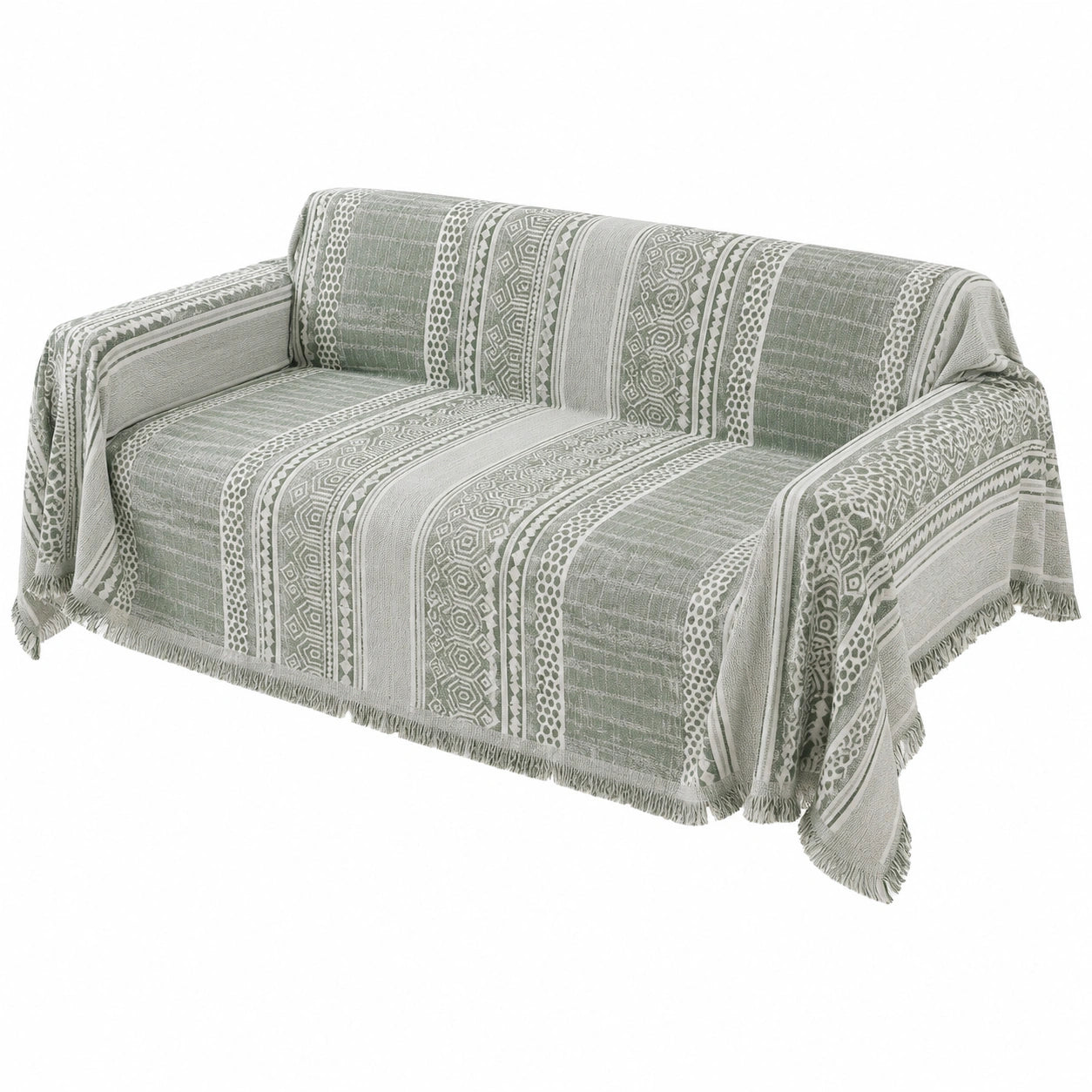 Chenille Sofabezug für 1-4 Sitzer, Ganzjährig Nutzbar, L-Form und U-Form, Grüner Überwurf 180x130cm