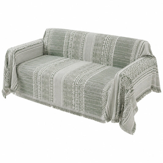 Chenille Sofabezug für 1-4 Sitzer, Ganzjährig Nutzbar, L-Form und U-Form, Grüner Überwurf 180x130cm
