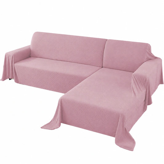 Ystyle Chenille Ecksofabezug 2-teilig, Waschbar & Rutschfest, Weicher Überwurf für L-Form Sofa, Rosa (200x300+200x300 cm)