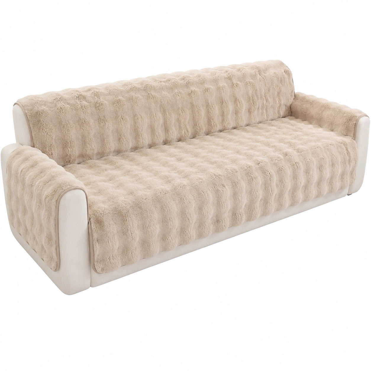 Royhom Weiche Ecksofa-Husse für 1-4 Sitzer, Rutschfester Sofabezug aus Kunstpelz, Hellkhaki 90x180cm