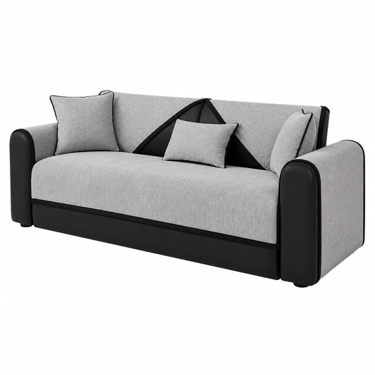 MYSKY HOME rutschfester Sofabezug L-Form – 3-Sitzer Ecksofa Überzug, hellgrau, 90 x 180 cm, strapazierfähig und schmutzabweisend